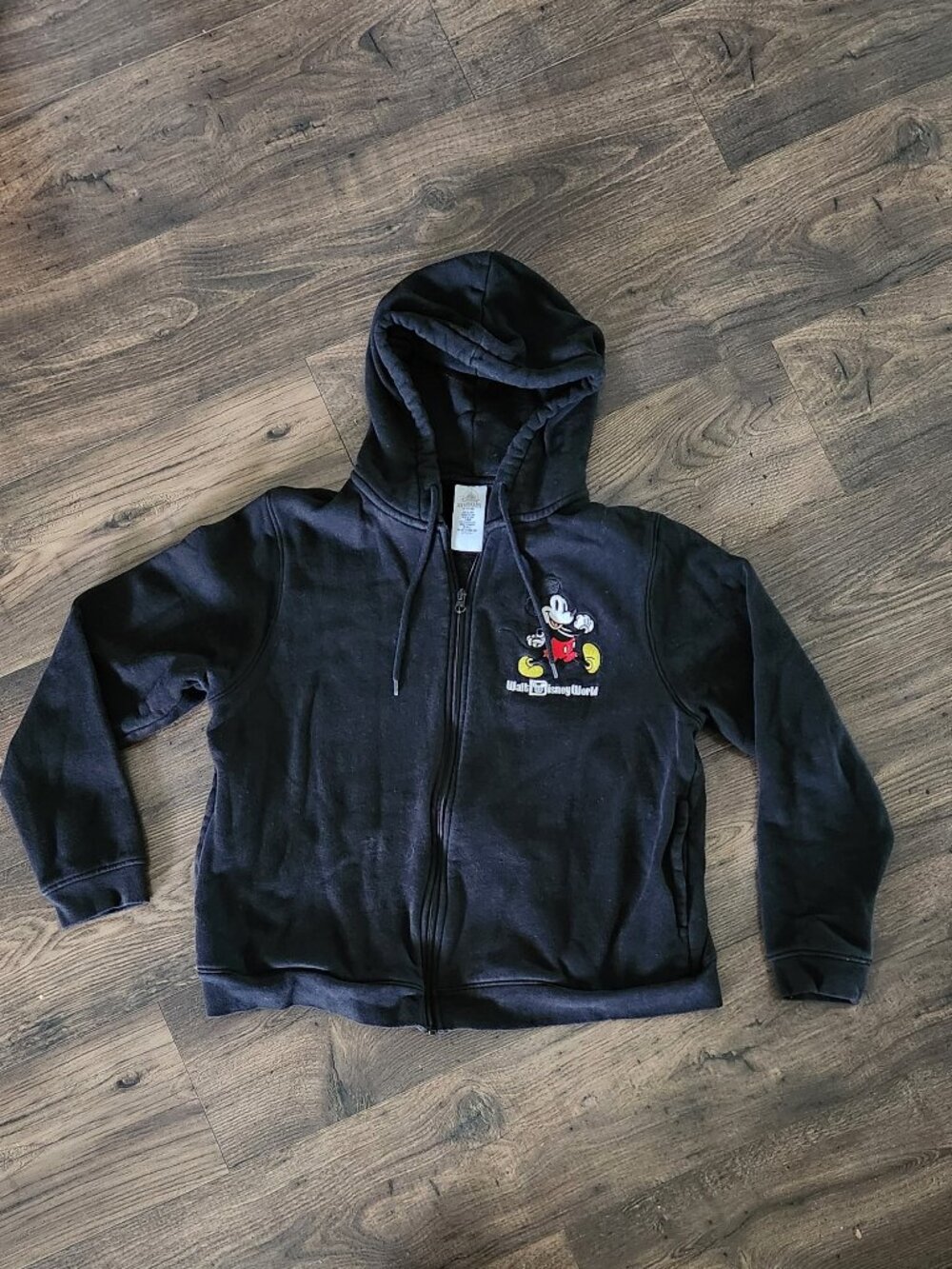 Womens Disney World Black Mickey Zip Front Hoodie XL